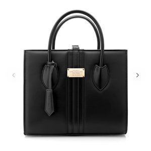 Alexandra K black luxury vegan leather handbag purse with gold hardware
